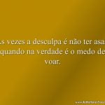 Às vezes a desculpa é não ter asas, quando na verdade é o medo de voar.