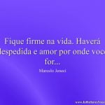 Fique firme na vida. Haverá despedida e amor por onde você for...