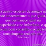 Há quatro espécies de amigos que o são sinceramente: o que ajuda, o que permanece igual na prosperidade e no infortúnio, o que dá um bom conselho e o que tem uma simpatia real por nós.