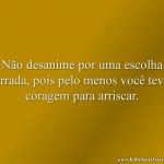 Não desanime por uma escolha errada, pois pelo menos você teve coragem para arriscar.