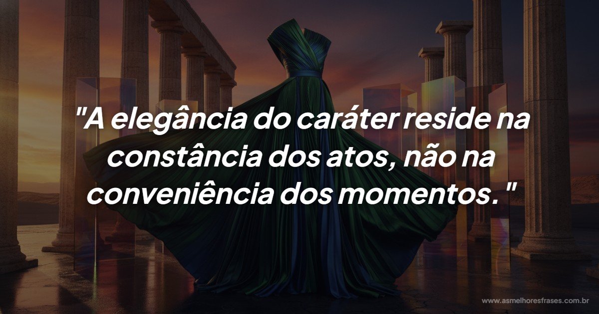 A verdadeira elegância nasce da constância dos atos